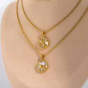 Colgante de concha Charms Womens 12 Zodiac Collar Impermeable Moda Fina Acero inoxidable Oro Zodiac Jewelry - Product Image 4