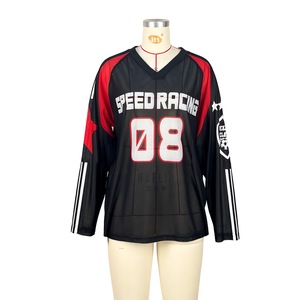 T-<span class=keywords><strong>shirt</strong></span> décontracté pour <span class=keywords><strong>femme</strong></span>, à manches longues, en jersey extensible, à <span class=keywords><strong>col</strong></span> en <span class=keywords><strong>V</strong></span>, avec imprimé lettres, maille - Product Image 6