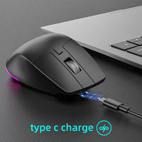 Mouse Gaming RGB Backlit Ergonomis Triple Mode Isi Ulang Daya, Mouse Laptop 6D untuk Kantor dan Komputer, Mouse Nirkabel 2.4G