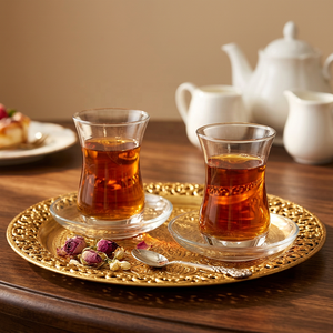 Juego de Tazas de Té Turcas al por Mayor, <span class=keywords><strong>Vasos</strong></span> de Vidrio Transparente con Platillo, Juego de Tazas de Café Árabe - Product Image 2