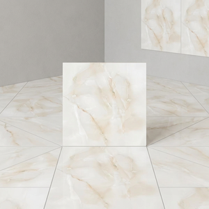 Vistaar Onyx Bianco Marble Effect 600x600mm Polished Porcelain Tiles Glossy Luxury Interior Flooring - Product Image 2