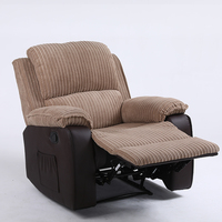 Canapé de cinéma simple doux PU et tissu Patchwork fauteuil de canapé inclinable électrique