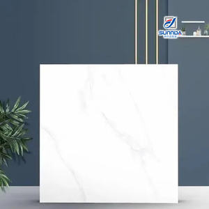 새로운 디자인 인기 판매 60x60cm 바닥용 포세린 유광 세라믹 타일 표준 화이트 마블 포세린 타일 - Product Image 4