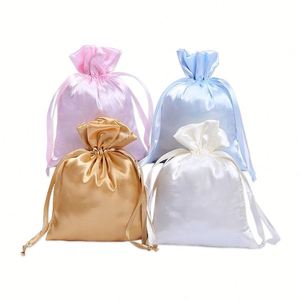 Eco-Friendly <b>for</b> Daily Use Silk Satin Drawstring Ribbon Travel <b>Hair</b> <b>Bonnet</b> and Eye Mask Storage Double-Lined Dust Bag - Product Image 5