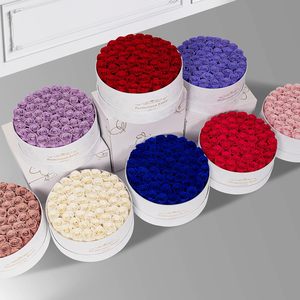 Flores de Boda, Regalos de Cumpleaños para Mujeres, Mamá, <span class=keywords><strong>Esposa</strong></span>, Color Blanco, 50 Piezas de Rosas Naturales Eternas Preservadas en Caja Redonda de Terciopelo - Product Image 5