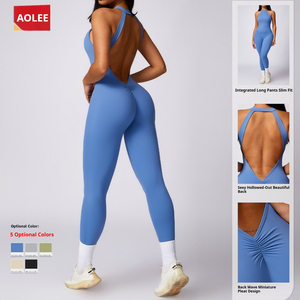 Tuta di un pezzo da <span class=keywords><strong>donna</strong></span> reggiseno Yoga senza maniche con pantaloni cavi che sollevano i pantaloni sportivi - Product Image 5