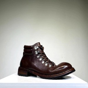 Botas de Martens de cuero genuino para hombre, botines de piel de caballo, botas de cuero, zapatos de estilo retro a la moda - Product Image 5