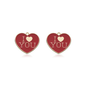Pendentif Cœur en Alliage « Je t'aime » Rose Rouge Noir Blanc, Composants de Bijoux DIY pour Boucles d'Oreilles et Colliers - Product Image 5