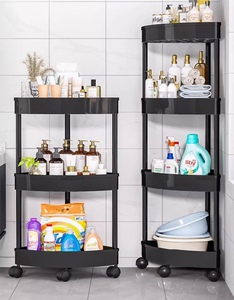 Movable Bathroom Triangle Storage Rack Floor-standing Corner Shelf <strong>Rolling</strong> <strong>Cart</strong> Storage Rack 3/4/5 Tier Gap Storage Shelf - Product Image 1