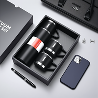 Set de Regalo de Termo de Acero Inoxidable de 500 ml con 3 Tazas, Botella Aislada de Doble Pared, Botón de Presión, Logotipo Personalizado, Regalo Corporativo