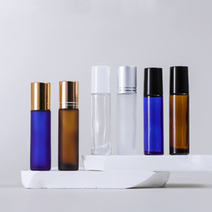 Оптовая продажа, Металлический Стальной роликовый шар, трубка для эфирного масла 10 мл, матовый, прозрачный, синий, янтарный, коричневый, пустой стеклянный флакон для духов - Product Image 5