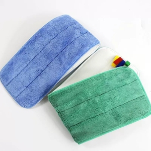 Étiquette de lavage en microfibre corail polaire tampons de vadrouille plats Absorption ménage épais chiffon de nettoyage de sol pour sol - Product Image 1