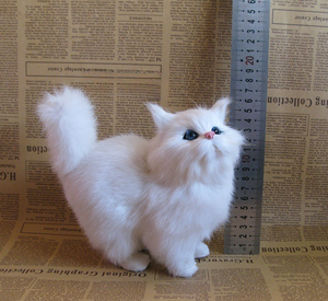 Animaux en peluche faits à la main uniques simulés mignon petit chat jaune blanc modèle statique pour noël décoration de la maison fournitures 2024 - Product Image 3