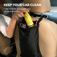 Poubelle de voiture portable suspendue en polyester avec fermeture à cordon multi-usage, sacs poubelles suspendus pour les voyages et l'extérieur