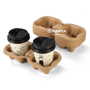 Soporte para bebidas de <span class=keywords><strong>2</strong></span> tazas y 4 tazas para entrega Portador de tazas de café desechable de fibra de pulpa - Product Image 4