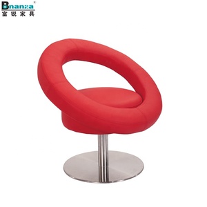 Silla giratoria informal para cafetería, sillón moderno de cuero rojo con base de acero inoxidable cepillado sólido, opciones de color - Product Image 1