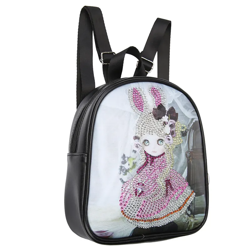 Diy Cartoon Doll Diamante Pintura Estudantes Mochila Crianças Sacos De Escola Cross Stitch Cadeia Ombro Saco De Armazenamento De Embreagem