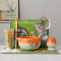 Ensemble de thé matcha personnalisé avec logo, 7 pièces, bol en porcelaine avec bec verseur, fouet en bambou, écologique, étiquette privée, ensemble cadeau pour la cérémonie du thé japonaise
