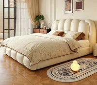 Ensemble de meubles de chambre à coucher de luxe italien, lit king size moderne, lit double en cuir capitonné, grande tête de lit haute, style doux, meubles pour la maison