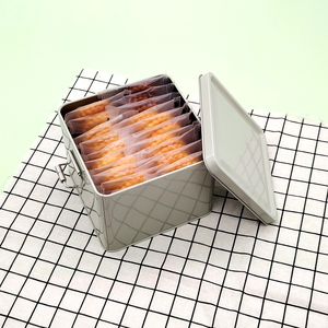 En stock, boîte cadeau carrée tiramisu personnalisée en étain, emballage de gâteaux de qualité alimentaire, bonbons, café, thé, boîte de conserve en métal mat avec serrure - Product Image 3
