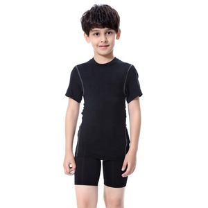 Haute élastique enfants garçons filles séchage rapide vêtements de sport basket-ball Fitness course entraînement t-shirt Sport Compression serré t-shirts - Product Image 2