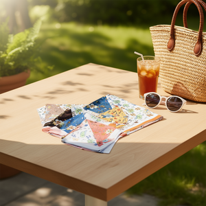 Foulard Estivo Bicolore 70x70cm con Stampa Floreale, Accessorio Moda Leggero - Product Image 2