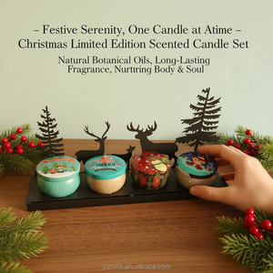 Rectangle Ceramic Christmas <b>Candles</b> Holiday Design <b>Red</b> Blue Containers Handicraft Decorations Factory Aromatherapy Scented - Product Image 4