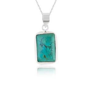 Collar con Colgante de Turquesa Tibetana Natural, Gema Pulida, Cabujón Curativo, Unisex, para Uso Diario - Product Image 1