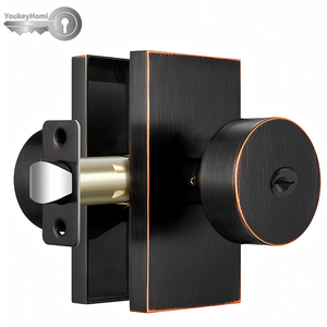 YoukeyHomi sıcak satış çinko alaşım silindir anahtar giriş giriş klasik dikdörtgen kapı topuzu kolu kilit ORB yağ ovuşturdu bronz - Product Image 1