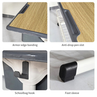 Vente directe d'usine, chaises et tables doubles ergonomiques durables pour salles de classe modernes, mobilier scolaire