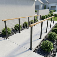 Poteau de garde-corps pour terrasses en acier inoxydable noir, système de garde-corps en câble pour balcon extérieur
