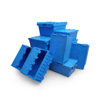 Vente flash : caisses en plastique de logistique de haute qualité 60*40*32cm, réutilisables, avec couvercle attaché, empilables, pour le stockage