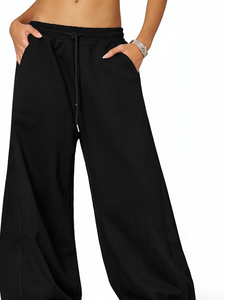 Pantalon de survêtement unisexe tendance pour homme, 480 g/m², 100 % coton, grande taille, coupe ample, jambe large, taille mi-haute - Product Image 3