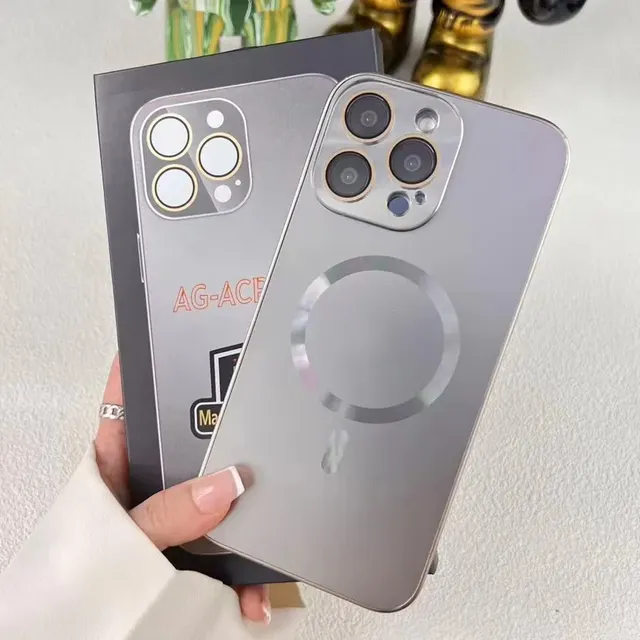 Gray Ag Matte Tempered Glass Magnetic Logo Shockproof Sports Design Phone Case for 11-15 with Gift Box