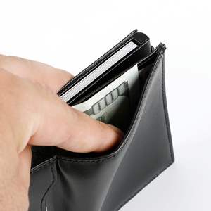 RFID 차단 가죽 빈티지 알루미늄 자동 팝업 카드 케이스 지갑 명함 홀더 - Product Image 4