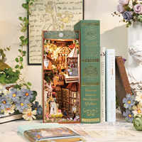 Tonecheer Vente en gros Écologique Bois DIY Jouet Shakespeare Découpe Laser Capteur LED Puzzle 3D Serre-livres Maison de poupée Cadeau BOOK NOOK