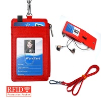 Pabrik Grosir Pemegang Kartu Bus Dompet Kustom Pu Kulit Leher Pemegang Kartu Id dengan Lanyard