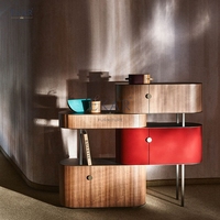Kabinet lorong kayu ramping, furnitur elegan dengan ruang tamu dan desain makan yang cukup
