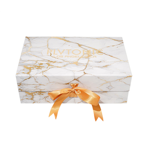 Boîte cadeau magnétique pliable écologique personnalisée <span class=keywords><strong>en</strong></span> carton rigide 1200 g/m² à motif <span class=keywords><strong>marbre</strong></span> avec fermeture à ruban pour emballage de vêtements et chaussettes de luxe - Product Image 1