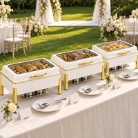 Chauffe-Plats Professionnel Allnice 9L Blanc Doré en Acier Inoxydable – Équipement de Restauration Commerciale pour Mariages et Hôtels