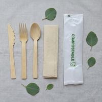 Ensemble de couverts écologiques en bambou pour la maison : couteaux, fourchettes et cuillères, avec set de couverts jetables en bambou pour bébé