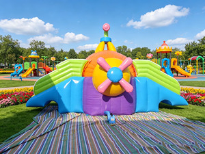 Toboggan <span class=keywords><strong>aquatique</strong></span> gonflable personnalisé, combo <span class=keywords><strong>parc</strong></span> <span class=keywords><strong>aquatique</strong></span> commercial, deux piscines, matériau PVC, garantie 3 ans, souffleur inclus pour la <span class=keywords><strong>location</strong></span> - Product Image 2