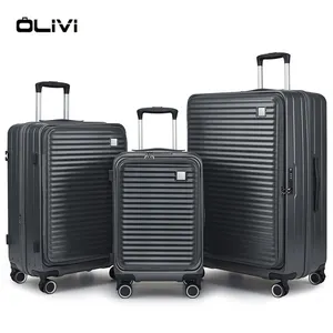 Large Capacity Expandable New Design Front Opening Travel Trolley Case 3 Pcs Suitcase Set Laptop Compartment Luggage
