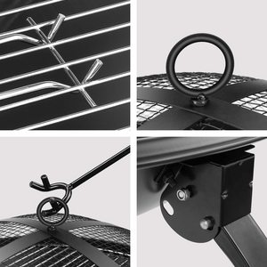 Garden Portable Round Steel <b>Fire</b> Bowl <b>Fire</b> <b>Pit</b> <b>with</b> Foldable Legs Smokeless Grill for Outdoor <b>BBQ</b> and Heating - Product Image 5
