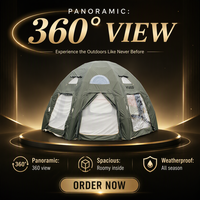 Grande tente dôme gonflable pour le glamping, abri de camping sphérique imperméable avec fenêtre