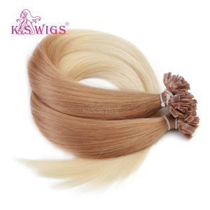 KSWIGS Estética 12-28 Pulgadas |   Rubio Besado por el Sol / Marrón |   Extensiones de Cabello Humano Virgen con Punta en U para un Volumen Estilo Coreano - Product Image 1
