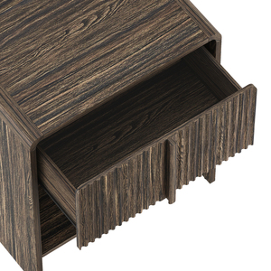 Nightstand In Jacobean Walnut Wood With <b>Open</b> Shelf For Bedroom <b>Storage</b> - Product Image 4