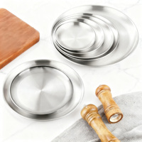 Bandejas de Servicio de Alta Calidad para Restaurante, Acero Inoxidable, Duraderas, Plateadas, Ecológicas, Redondas, Decorativas, para Fiestas