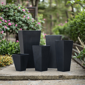 Grande jardinière carrée en plastique noir et blanc Grand pot de fleurs Style oriental PP Intérieur Extérieur Plancher Maison Jardin Centres commerciaux - Product Image 4