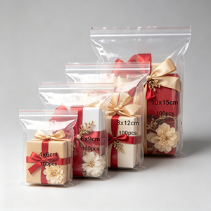 Pacote com 400 Sacos Zip Lock Personalizáveis e Reutilizáveis em <span class=keywords><strong>4</strong></span> Tamanhos, Pequenos, Transparentes, de Plástico PE, Impressão Digital para Presentes e Artesanato - Product Image 2
